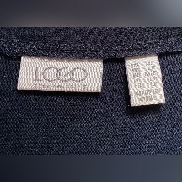 LOGO By Lori Goldstein Long Black Lagenlook Cardigan Duster Pockets MP - Picture 4 of 5